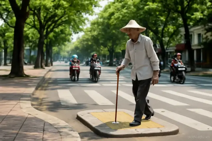 Thiết kế cho người đi bộ: vỉa hè ba dải, bán kính bó vỉa và quãng sang đường