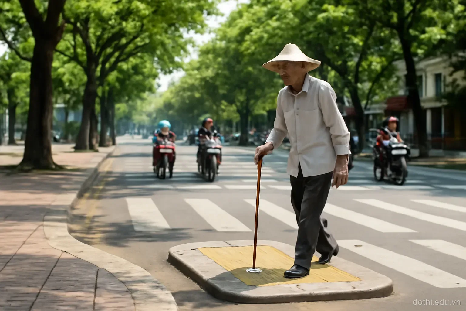 Thiết kế cho người đi bộ: vỉa hè ba dải, bán kính bó vỉa và quãng sang đường